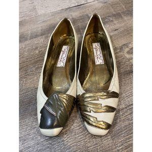 Vintage Rare Women's Glacee Leather Native American Slip on Flat Shoe Size 8.5 N